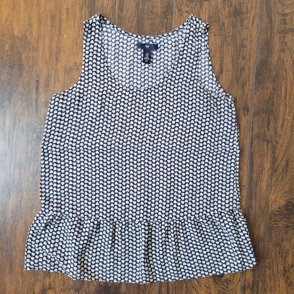 Gap Navy Heart Peplum Top Tank Blouse size XS
